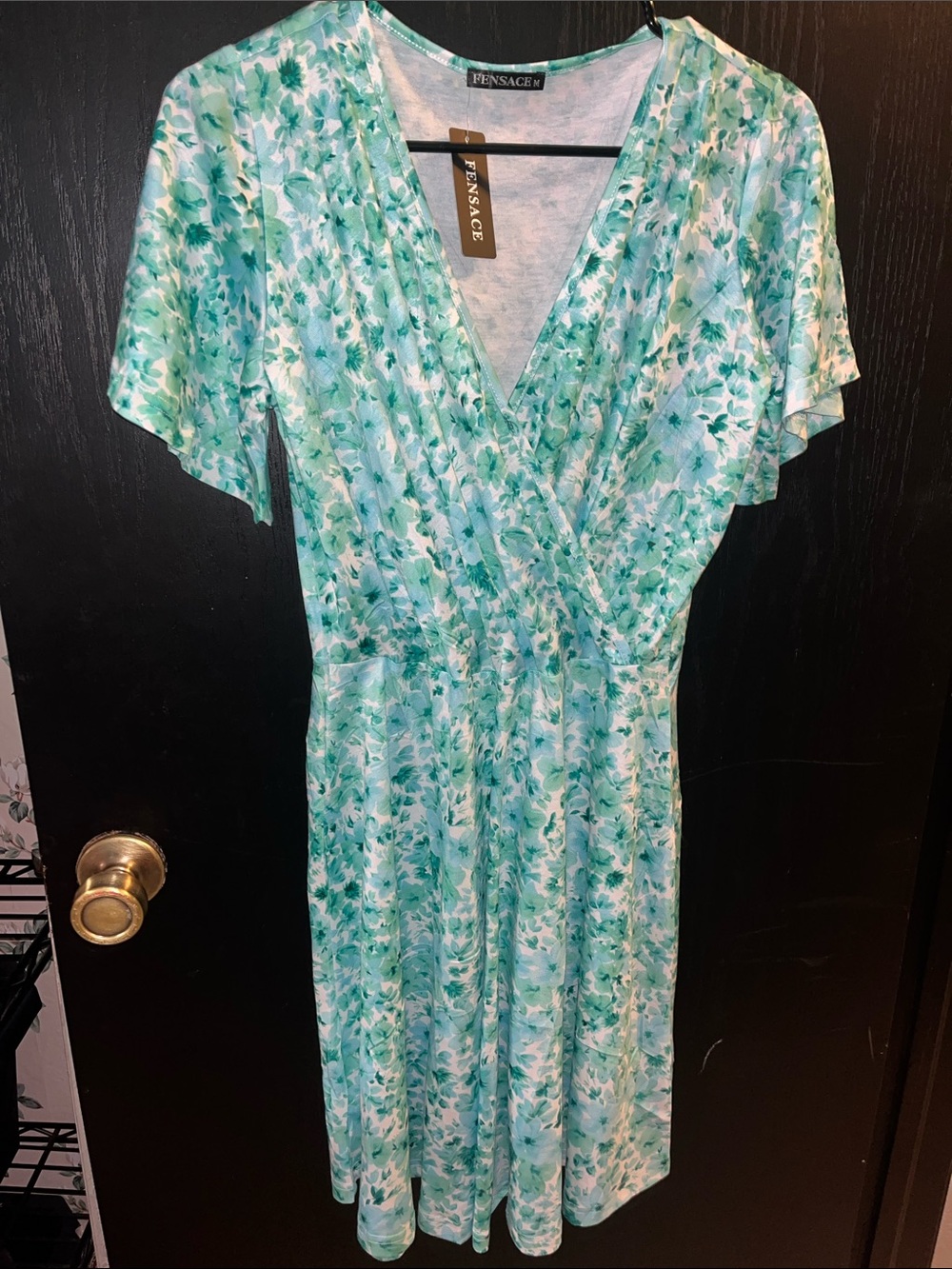 Versace Mint Green Floral Wrap-Style Midi Dress